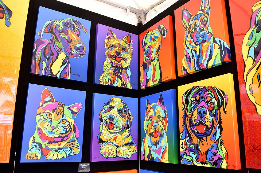 Michael Vistia showcased his colorful artwork.