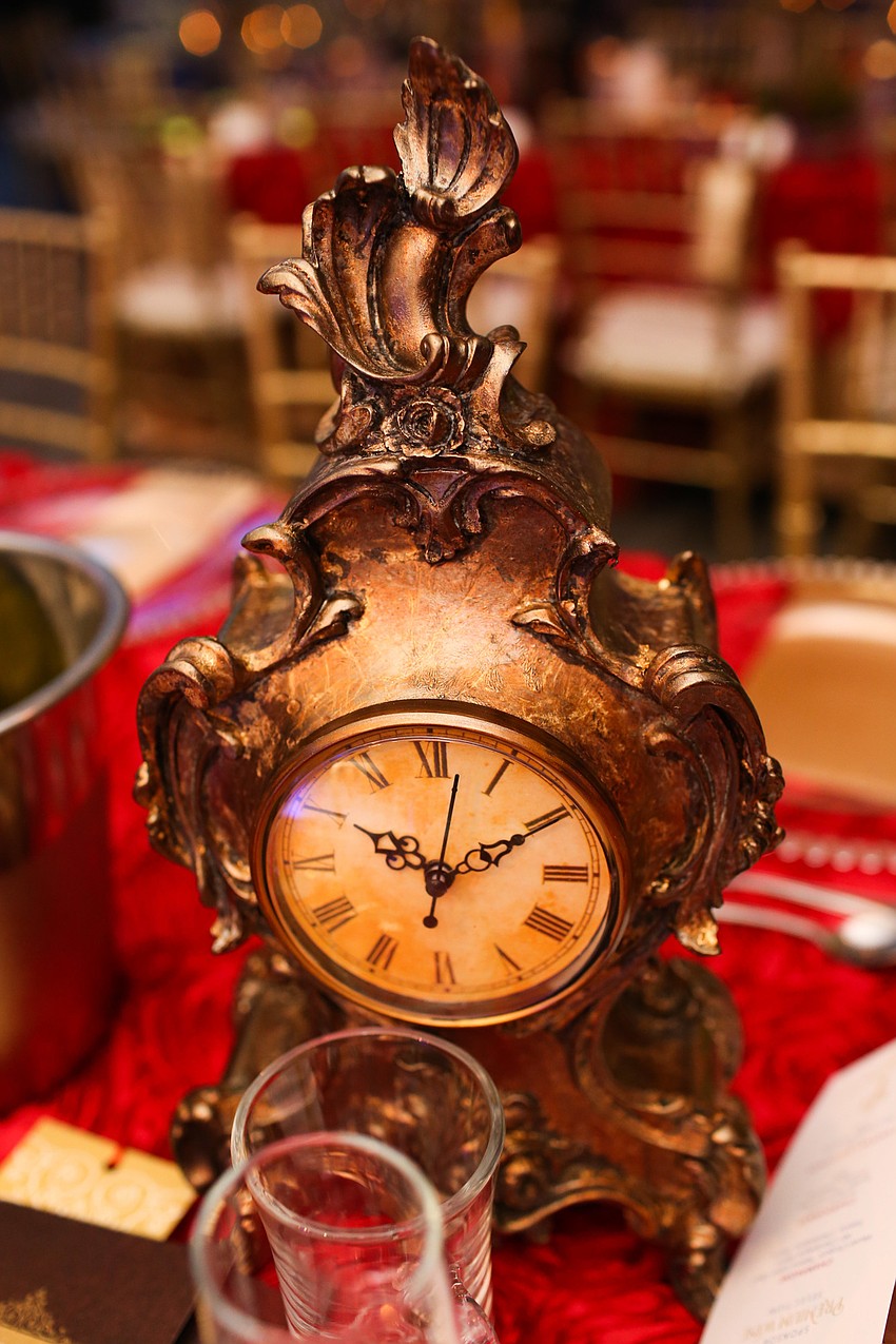 The clock sat on one of the sponsor tables.