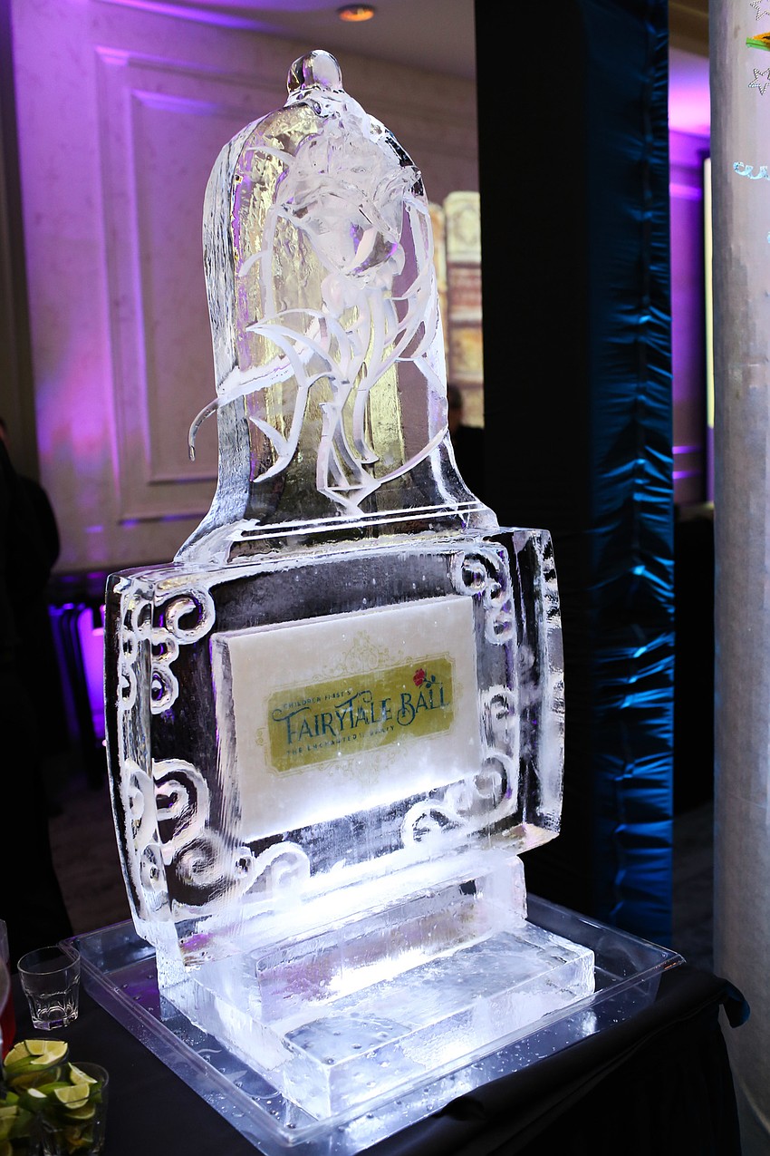 A themed ice sculpture decorated the bar.