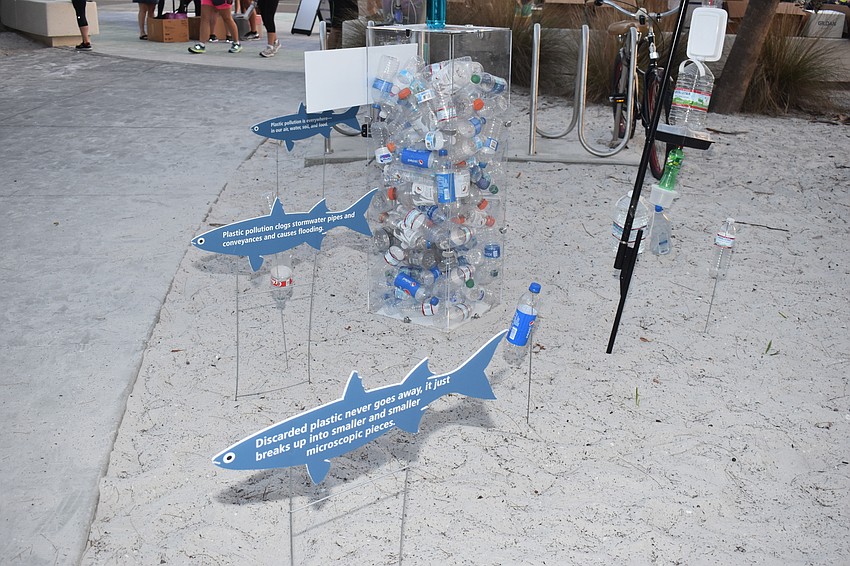 There were displays that showed the amount of plastic that is dumped into ocean.