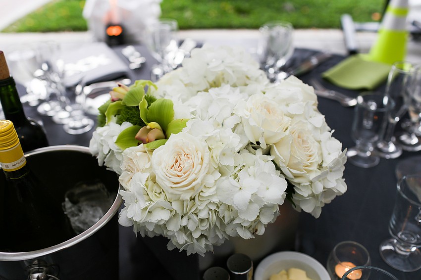 The centerpieces were classic white florals.