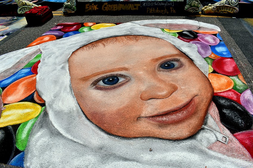 Erik Greenawalt came from Pittsburgh to create his colorful portrait.