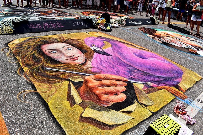 Vicini Michela used bold pinks and purples to create the flamingo.