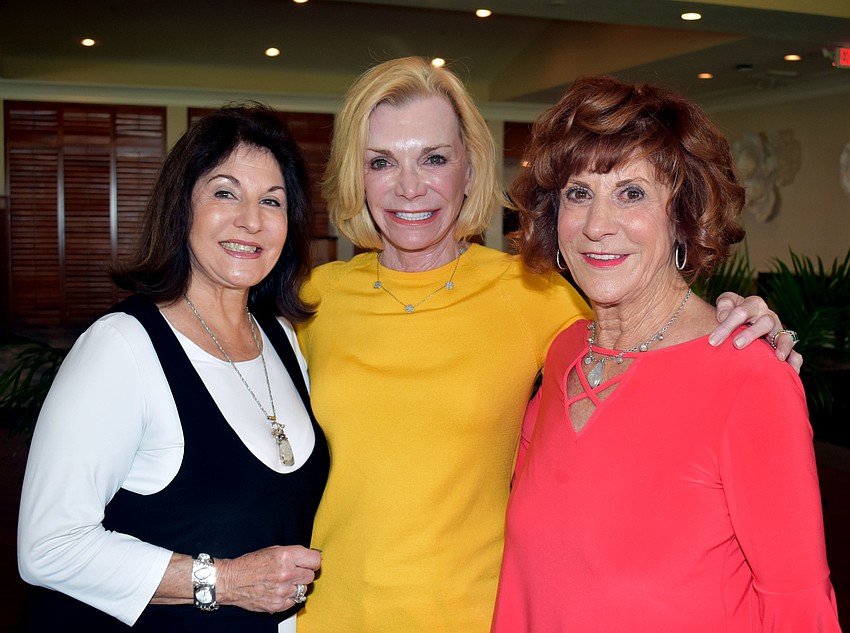 Kathy Bernstein, incoming president Noreen Ackerman and outgoing president Debbie Rnad