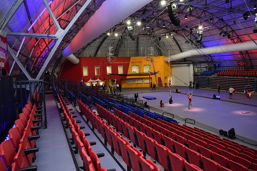 It takes only two Duct Sock air conditioning units to cool the entire arena.