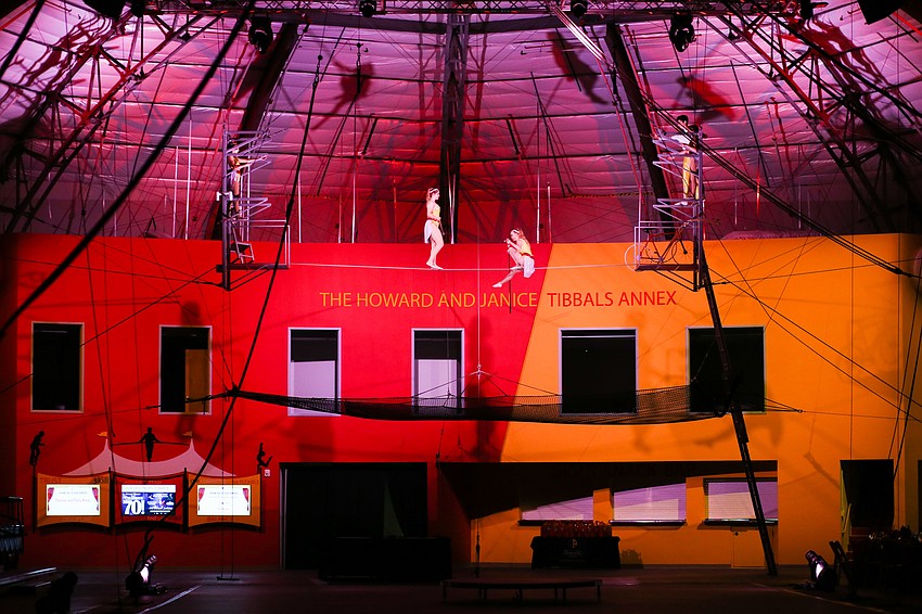 The performance rounded out with the high wire walkers.