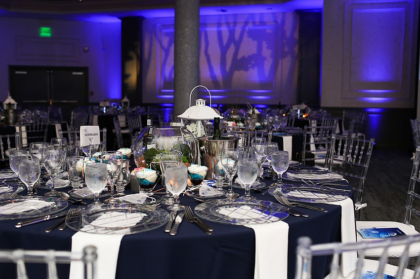 The ballroom was decorated to mimic an outdoor venue.