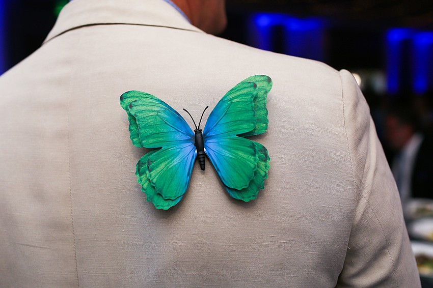 Roberto Villanueva wore a butterfly pin on his back.