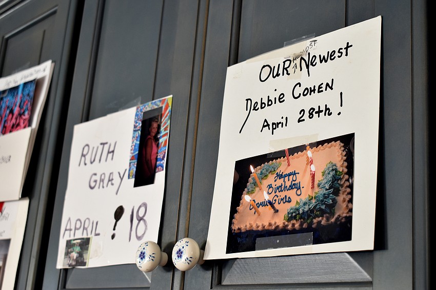 Each April girl gets a sign that hostess Kip O’Neill hangs in her kitchen.