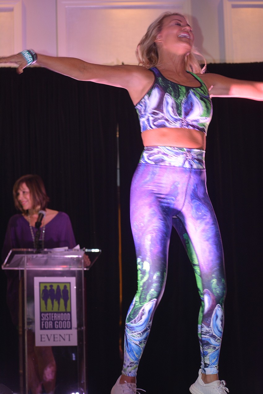 Zumba instructor Kathleen Abrams looks comfortable in Debbie Dannheisser Threads.