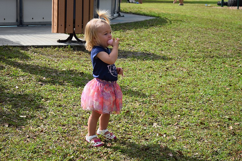 Aelish Carter, of Rye Wilderness, considers the texture of the plastic egg in her mouth.