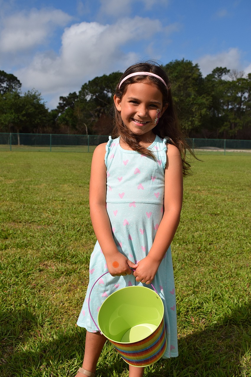 Greenbrook's Sofia Pomales had her bucket ready to go for the Easter Egg Hunt.