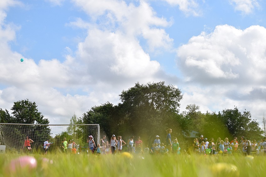 Thousands of eggs in the field were ready to be picked up by excited kids.