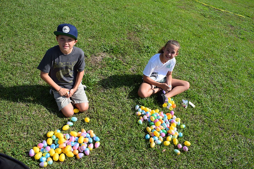 Greenbrook's Landon McAfee and Brielle Short counted their eggs together.