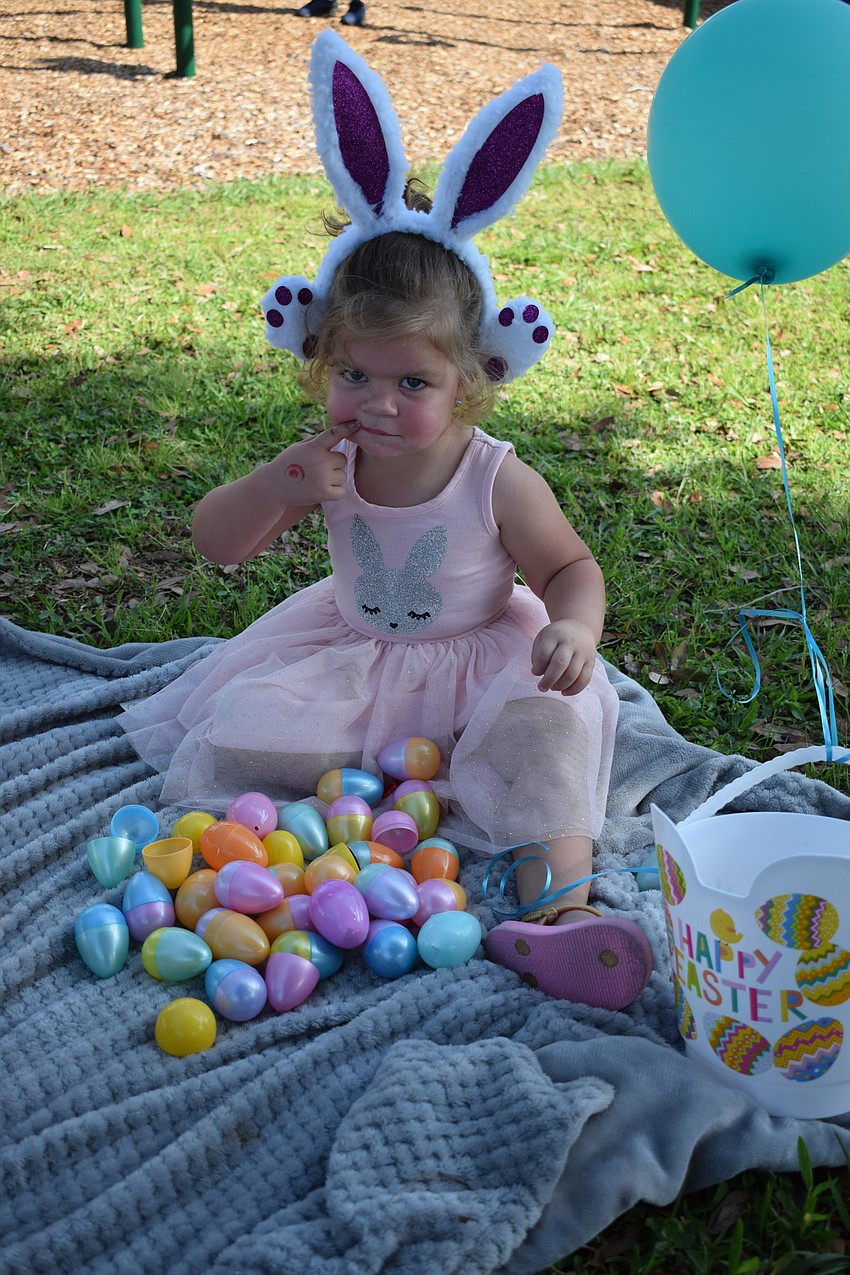 Hannah Storbeak of Summerfield managed to gather quite a few eggs.