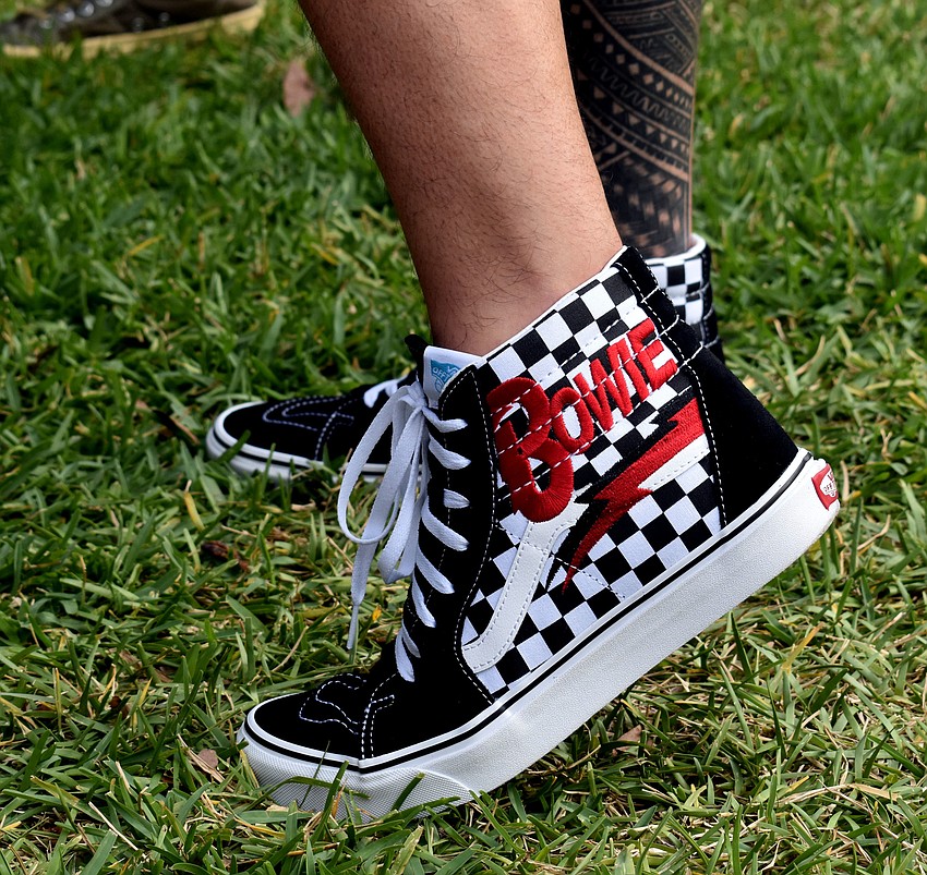 Michael Ribeiro proudly rocked a pair of Vans from the company's new David Bowie collection.