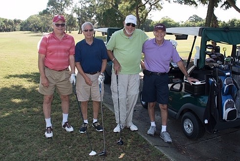 Lakewood Ranchâ€™s Andrew Hertzfeld, who hit a hole-in-one, amazed his golf buddies Michael Krasnoff, Merrill Hoyt and Lowell Lakritz. Courtesy photo.