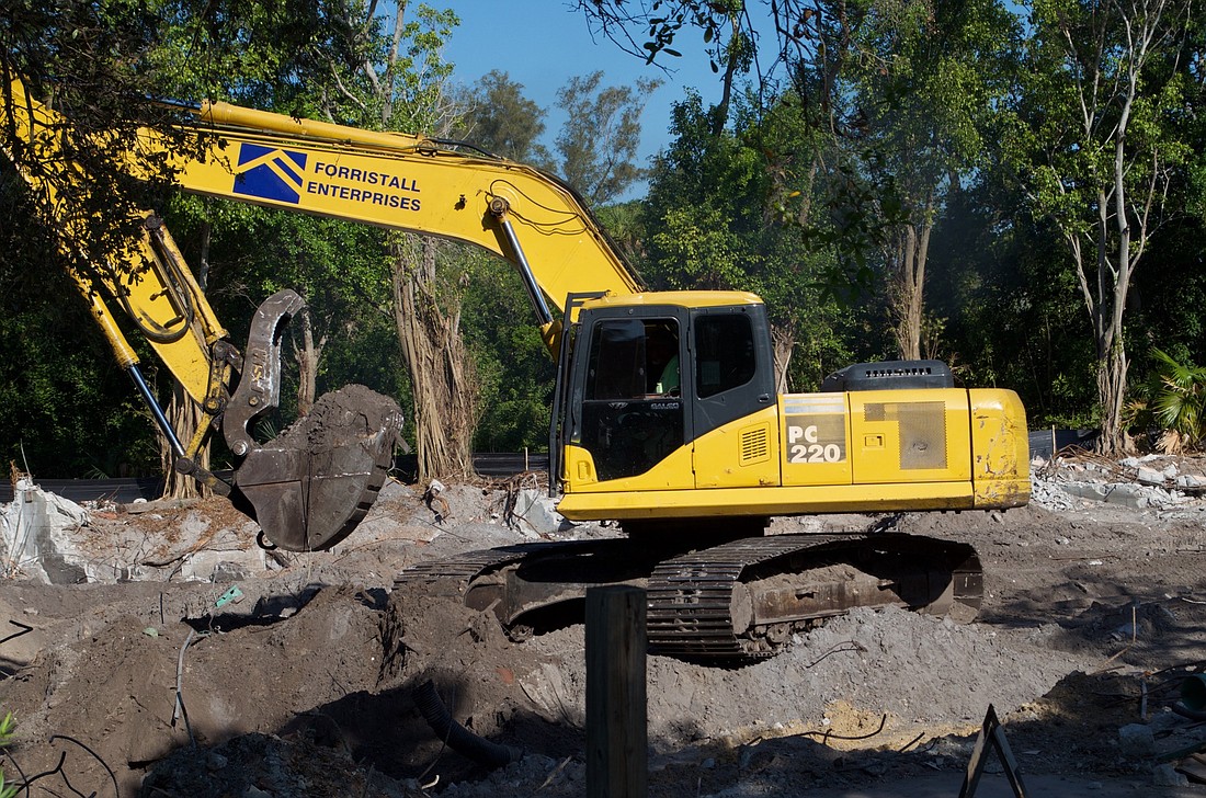 Demolition of the former Amore restaurant site is nearly complete. From there, the town is planning to build an open-air site for gatherings and events to precede construction of the Art, Culture and Education Center.