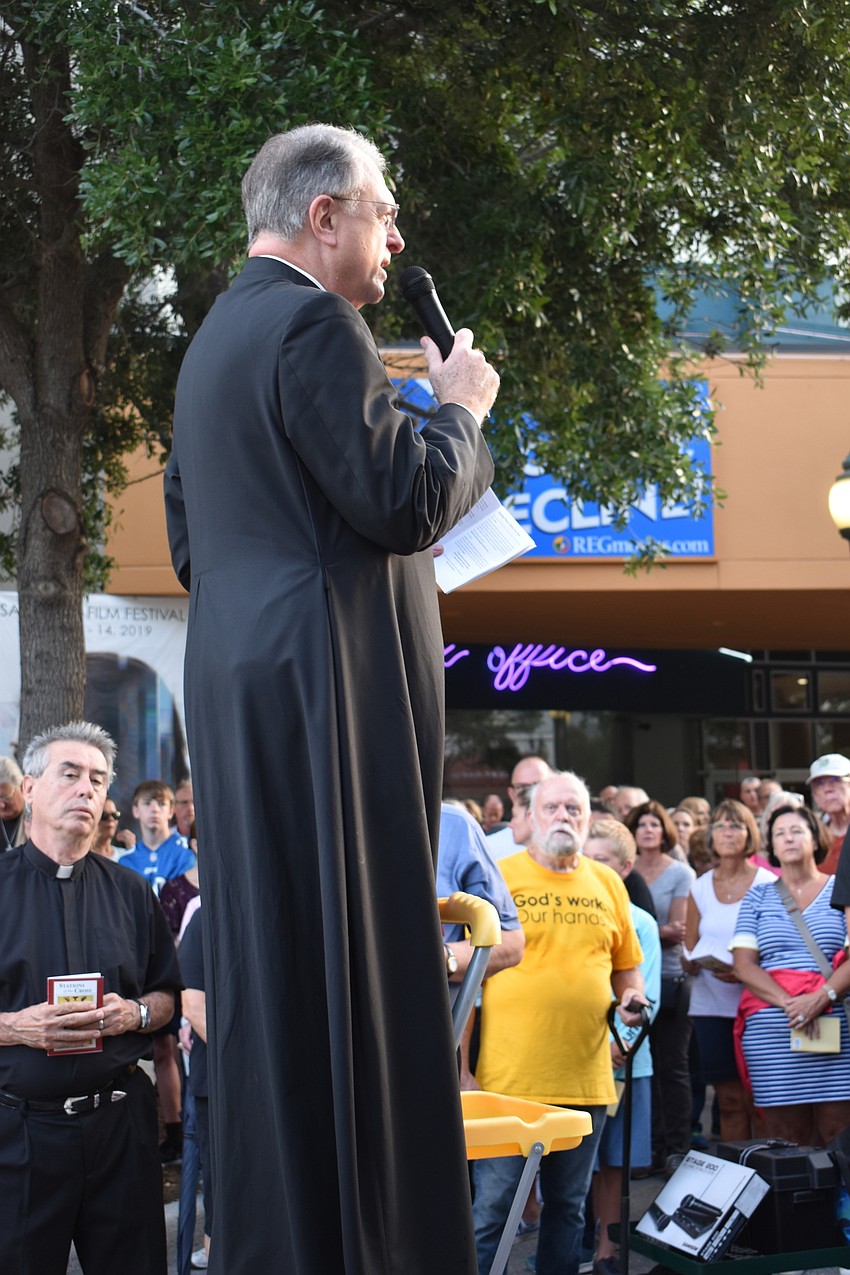 Rev. Frederick Robinson spoke a few words before the walk began.