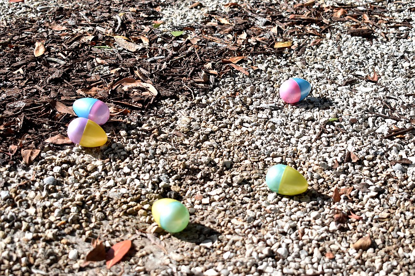Eggs were scattered around the property for kids to find.