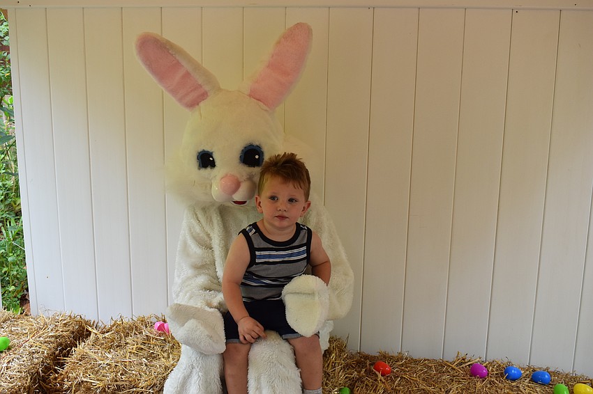 Liam Smith snuggled up with the Easter bunny.