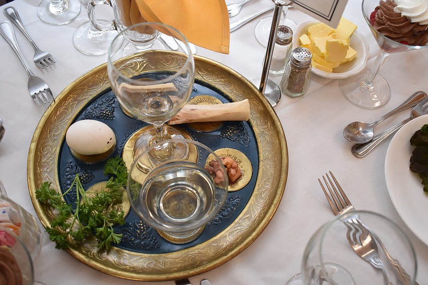 The Seder plate has ceremonial foods and is the focal point of the Passover dinner.