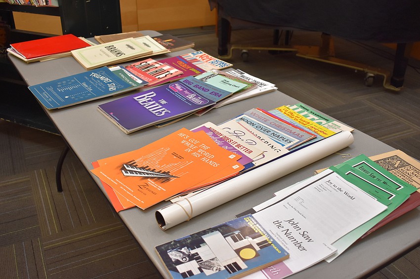 Music books were for sale at the fundraiser.