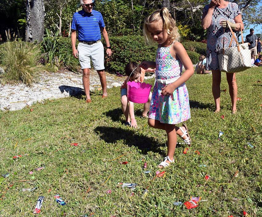 Ella Rusch looks for her favorite candy.