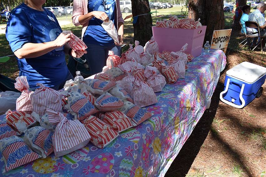 The church gave away bags of popcorn.