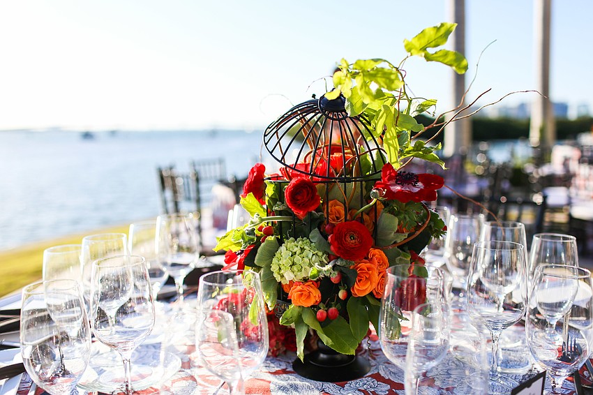Florals decorated the tables.