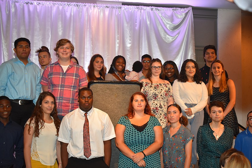 All of the juniors gathered around the stage as they were honored with their Strive Awards.
