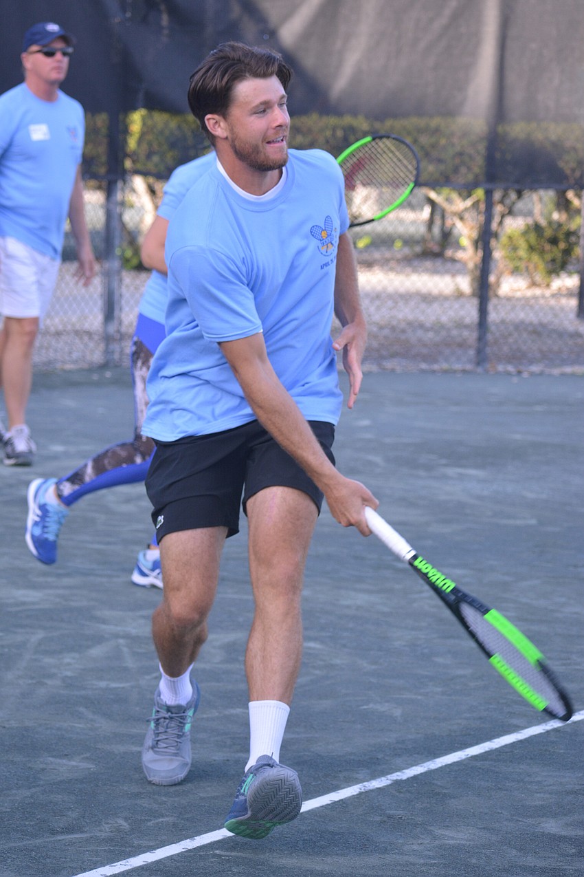 Professional tennis player Christian Harrison,currently 265th in the ATP Tour singles rankings, gave participants all they could handle on the court.