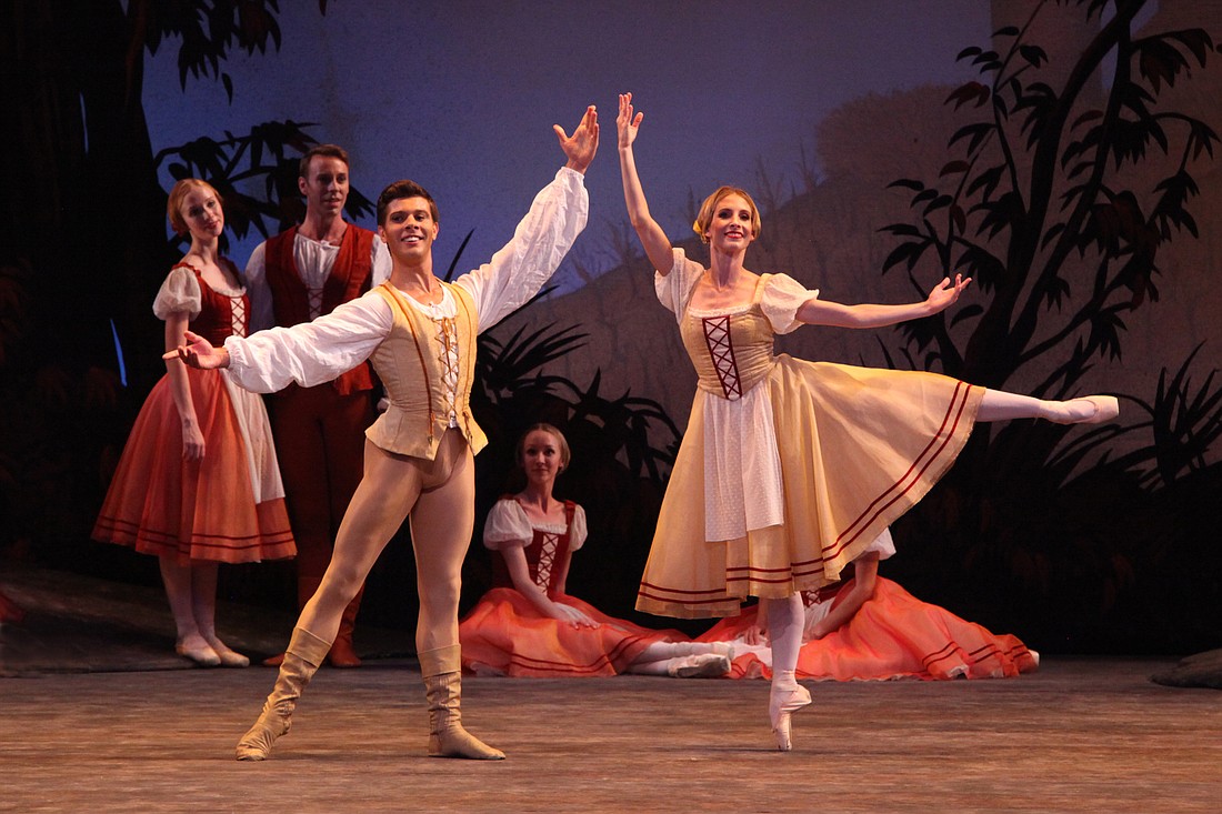 Thomas Giugovaz and Kate Honea perform in The Sarasota Balletâ€™s production of Sir Peter Wrightâ€™s â€œGiselle.â€ Photo by Frank Atura