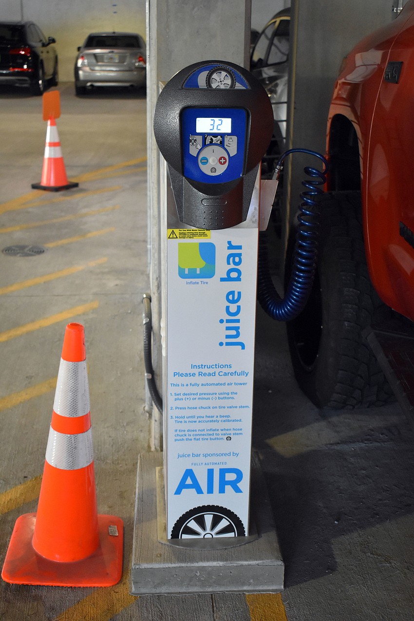 The garage also features a place to pump up tires.