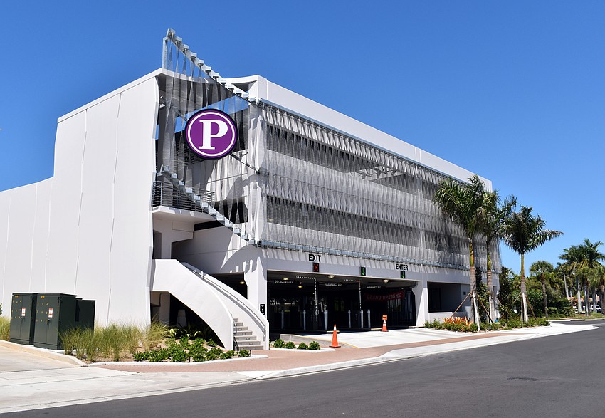 The parking garage features 484 parking spaces.
