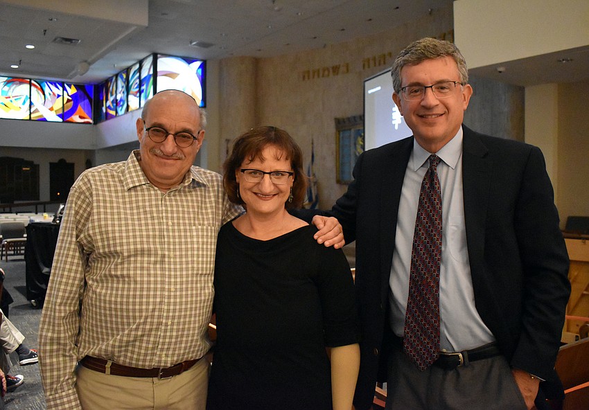 Rabbis Howard Tevlowitz, Jennifer Singer and Benjamin Shull were part of the evening's events.
