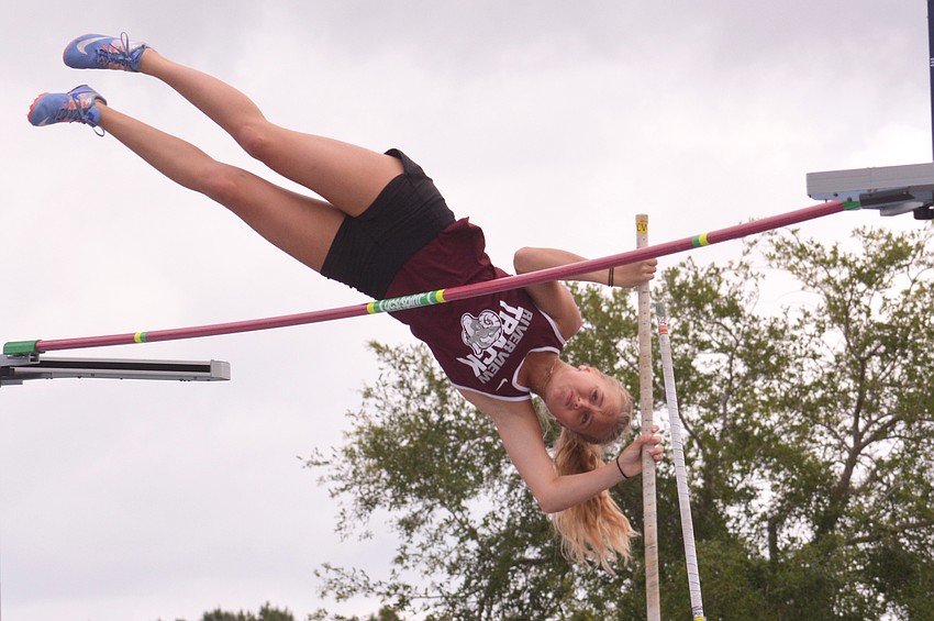 Riverview High senior Lauryn Dougherty finished tied for third in the 4A girls pole vault.