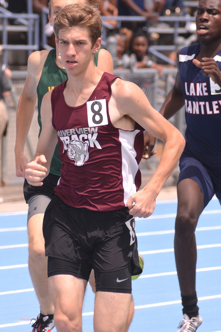 Riverview High junior Lucas Caragiulo runs with focus. He finished eighth in the 4A boys 800-meter run.