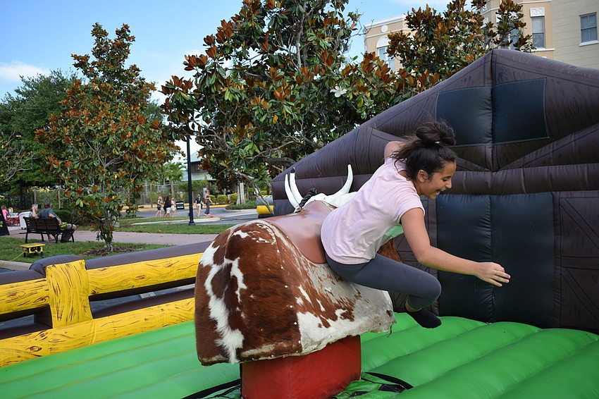 Greenbrook's Isabelle Monsalve wasn't able to hold on to the mechanical bull for long.