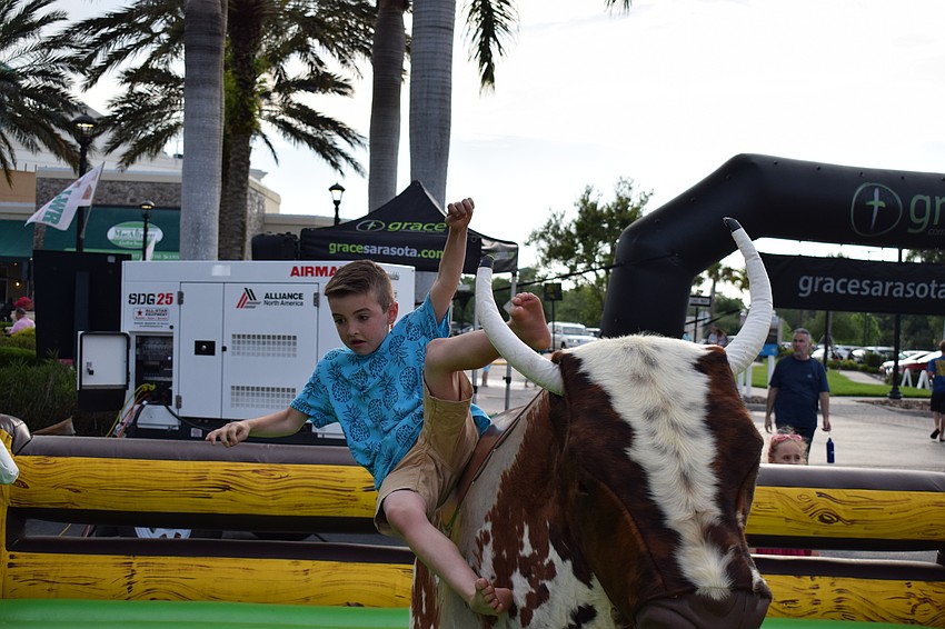 Central Park's Max Engelsberg gave it his best go on the mechanical bull, but it still bucked him off.