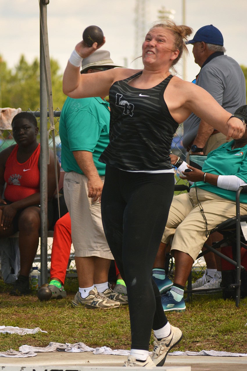 Lakewood Ranch sophomore Riley Simmons finished eighth in the 4A girls shot put (38 feet, 8.25 inches).