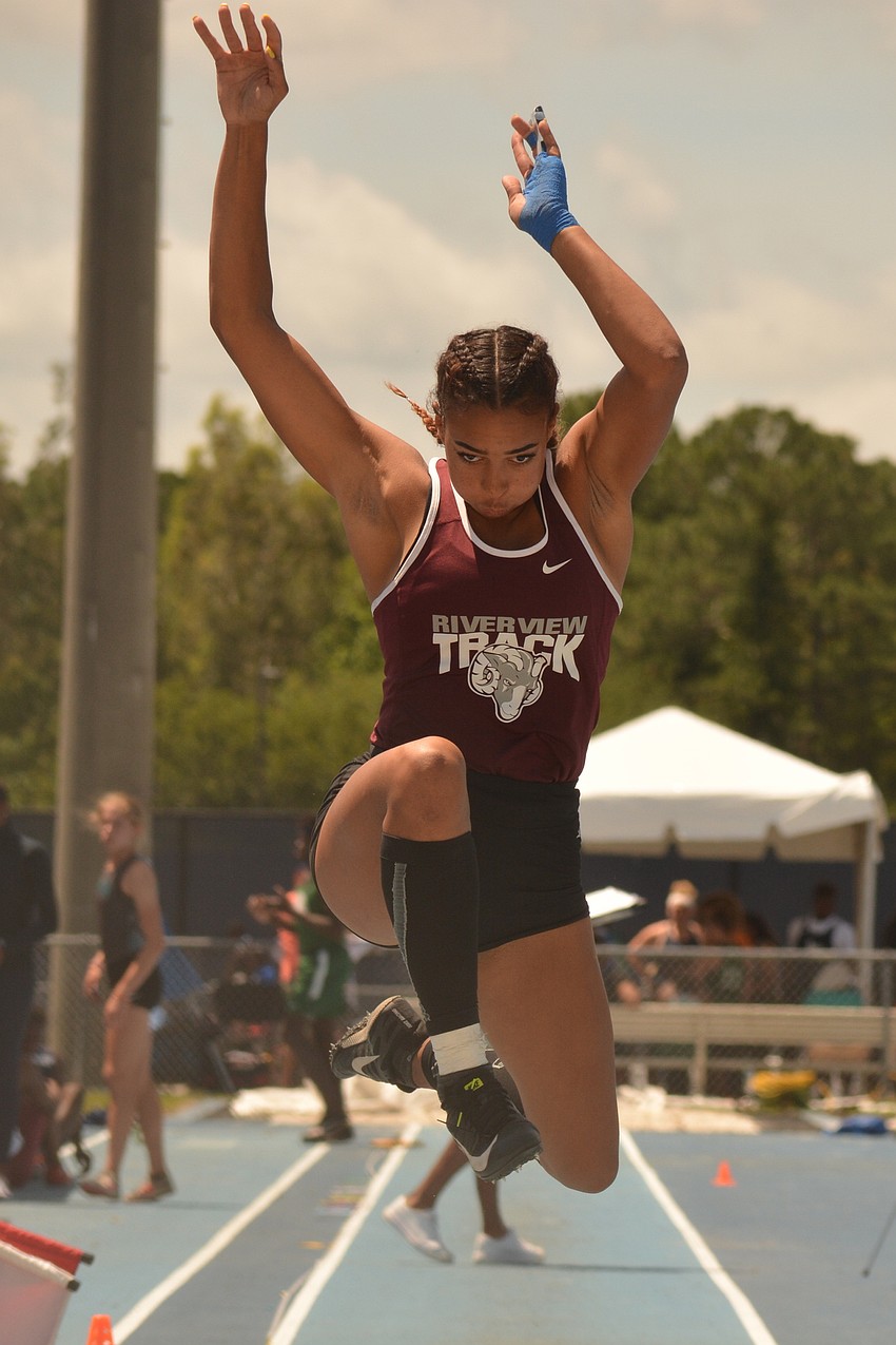 Riverview High junior Alexa Tarohocker (34 feet, 4.25 inches) finished 22nd in the 4A girls triple jump.