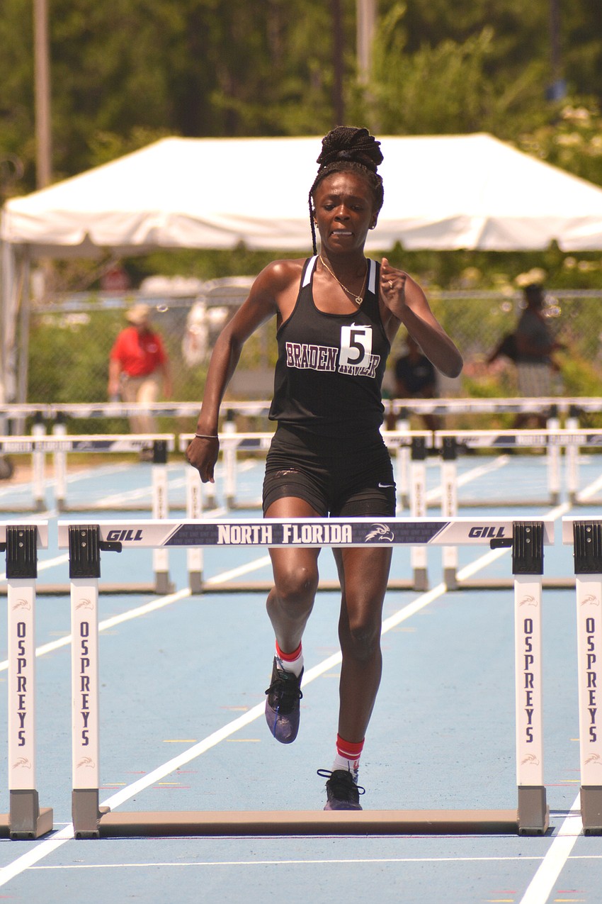 Braden River junior Rose Ferla Philogene finished 18th in the 300-meter hurdles (47.60).