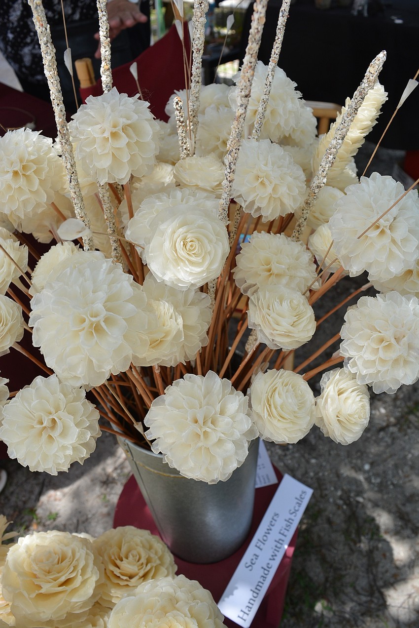 Vendors offered unique items, such as these flowers made from fish scales.