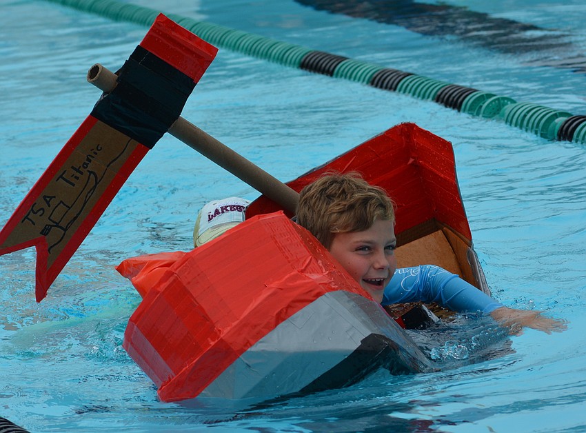Mills student Langdon Bennett goes down with his ship, but he received the award for Quickest Sinker.