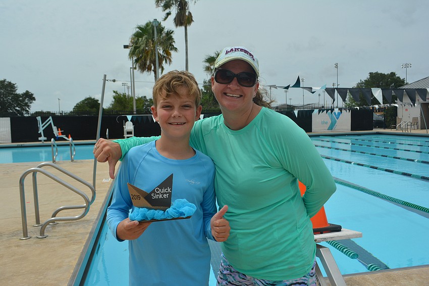 Mills student Langdon Bennett and his mom, Larissa Bennett, won the award for Quickest Sinker.