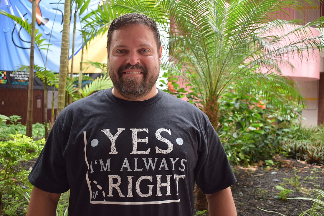Mario Mendoza said he and his family pride themselves on being nerds. This shirt, featuring a right angle â€” making him always "right" â€” was perfect when he wore it the day before the Math Florida Standard Assessments on May 6.