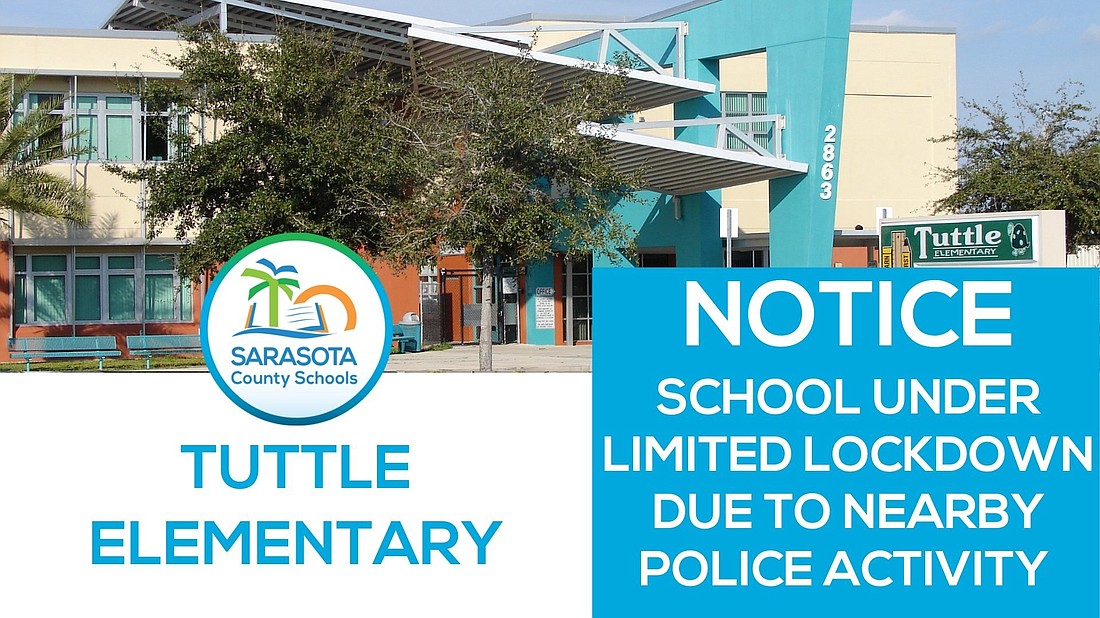 An alert that was posted on Twitter by the school district. Photo courtesy of Sarasota County Schools.