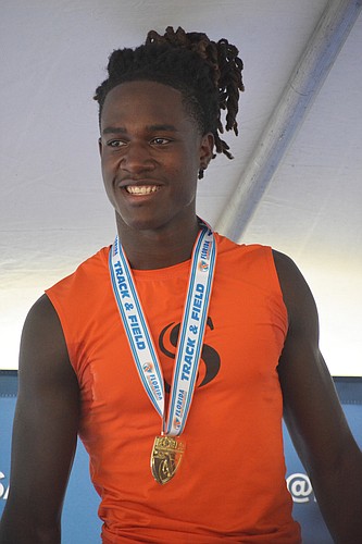 Sarasota senior Robbie Peterson captured gold in the 4A boys triple jump.