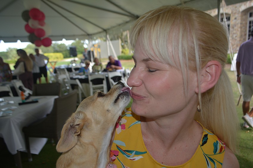 Tampa's Kristy Howland, a Humane Society board member, gets a kiss from rescue dog Katy, a 3-year-old.
